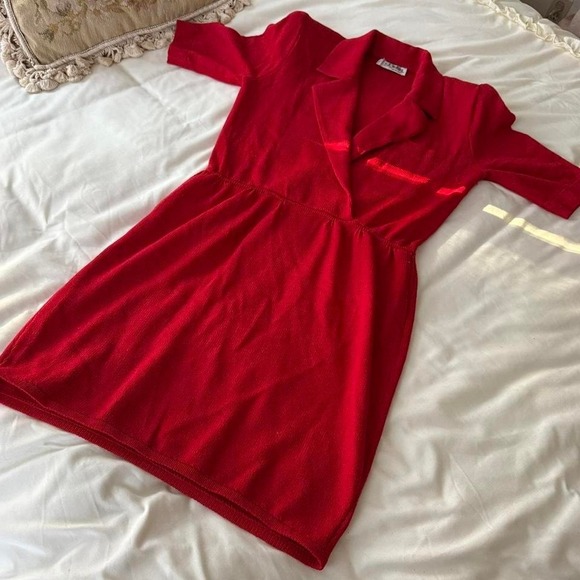 St. John Red vintage 80s dress womens size 8 - Picture 1 of 7